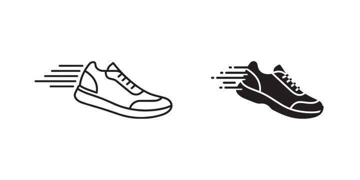 Fast Running Shoes with Speed Lines Vector &ndash; Sneaker Icon Set