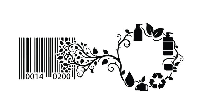 eco friendly product barcode label illustration