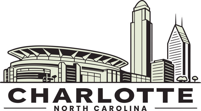 Charlotte North Carolina cityscape silhouette vector art for home decor and posters