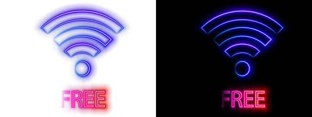 Internet access signal symbol with vibrant neon glow.Bright internet connection symbol with neon light effect © AnaPaula