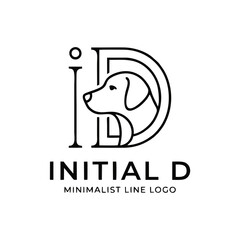 Obraz premium Minimalist Line Art Logo with Initial D and Dog Head Design.