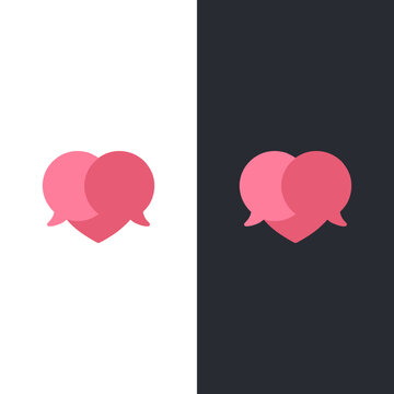 Heart shaped speech bubbles logo design.
