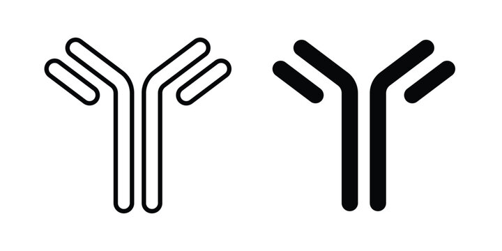Antibody icon design concept. Stroke and flat icons set