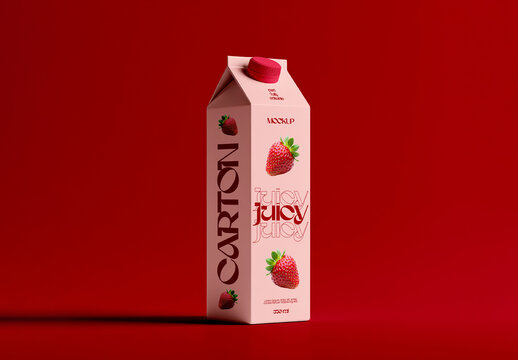 Single Beverage Carton Mockup on Solid Studio Background
