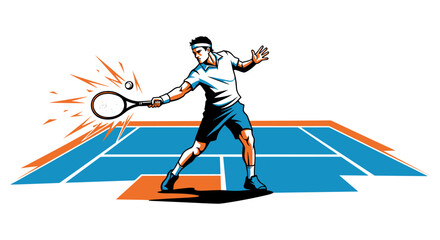 Fototapeta premium Tennis Player Hitting Ball