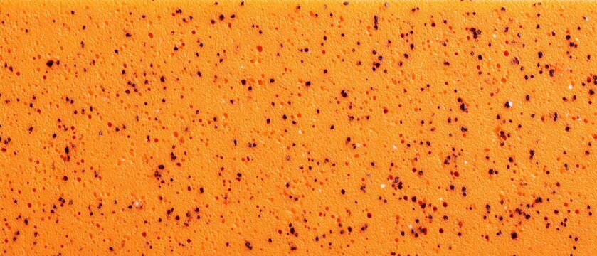 Orange foam sheet with speckled pores on horizontal surface