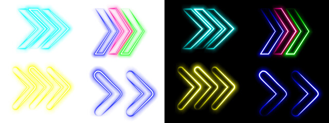 Yellow Neon Triple Arrow Bright Direction Sign © AnaPaula