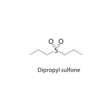 Dipropyl sulfone skeletal structure. sulfone compound schematic illustration. Simple diagram, chemical formula.