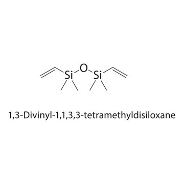 1,3-Divinyl-1,1,3,3-tetramethyldisiloxane skeletal structure. siloxane compound schematic illustration. Simple diagram, chemical formula.
