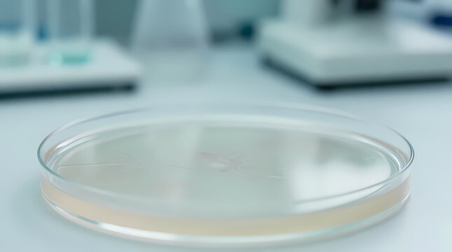 Scientific experiment on bacterial growth using petri dishes laboratory setting clear textures in focus