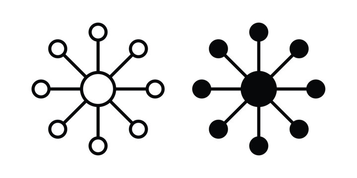 Multichannel marketing icon design concept. Stroke and flat icons set