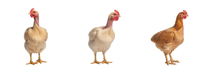 Fototapeta premium Naked Neck Hen Standing Visible Bare Neck - Gallus gallus domesticus - Poule Cou Nu - Nackthals - SEO Optimized Unique Poultry Heritage Farming Resilient Livestock Photography Image for Agriculture
