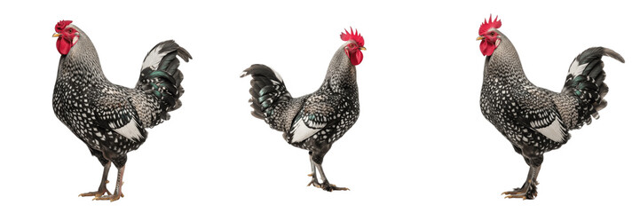Ancona Rooster Standing White Spotted Feathers - Gallus gallus domesticus - Coq Ancona - Ancona Hahn - SEO Optimized Italian Heritage Poultry Farming Active Livestock Photography for Agriculture Use © Homelander