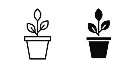 Obraz premium Plant Pot icon design concept. Stroke and flat icons set