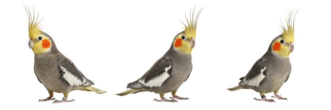 Cockatiel Standing with Detailed Feather Crest - Nymphicus hollandicus - Perruche calopsitte - Nymphensittich - Calopsitta - Australian Parakeet Portrait SEO Optimized for Commercial Pet Avian Media
