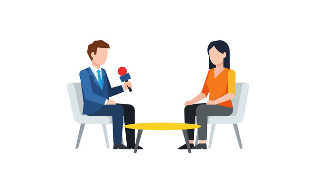 Businessman interviewing a woman in office.
