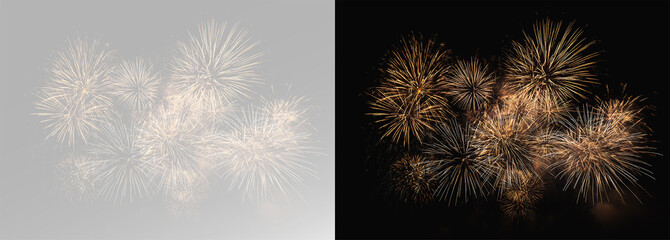 firework display with shimmering golden starbursts and intense glowing energy © Alehandro