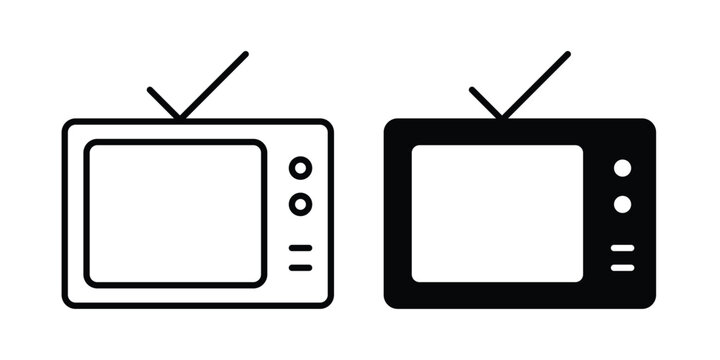 TV icon design concept. Stroke and flat icons set