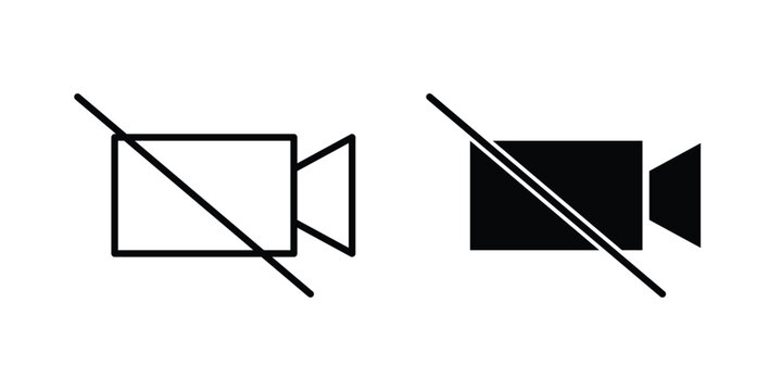 Video off icon design concept. Stroke and flat icons set