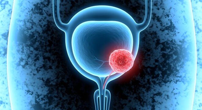 Bladder cancer, 3D illustration, urinary system, medical concept