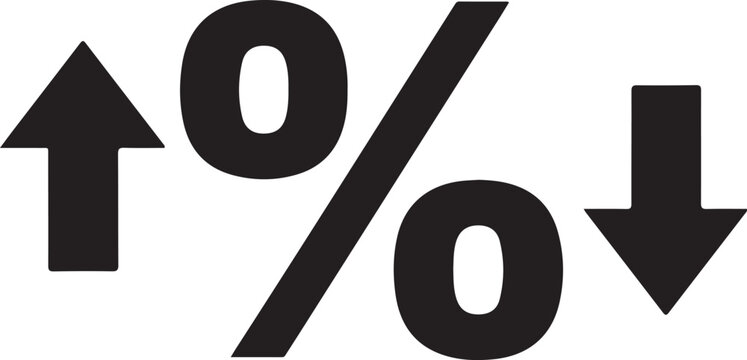 Percent sign with arrows up and down.