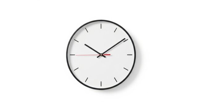 minimal wall clock isolated on white background, professional stock photography, clean minimal style, studio lighting, high detail
