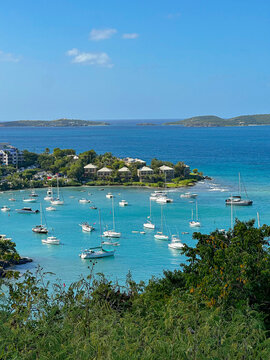 boats in Cruz bay, St. John, USVI on a sunny January afternoon 