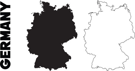 Naklejka premium Germany map vector illustration with black and white outline flat design