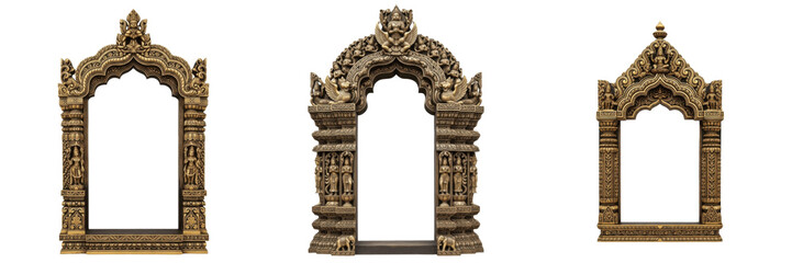 Fototapeta premium Religious Ornate Temple Frame - Cadre de temple orné - Religiöser verzierter Tempelrahmen - Marco de templo ornamentado religioso - Spiritual Sacred Architecture Border for Traditional Photography