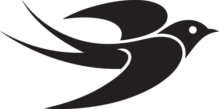Isolated vector illustration of stylized swallow bird. Based on ancient Cretan Minoan motif. black art icon drawing vector