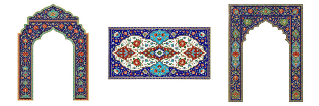 Persian Style Decorative Frame - Cadre d&eacute;coratif de style persan - Dekrativer Rahmen im persischen Stil - Marco decorativo de estilo persa - Mosaic and Calligraphy Inspired Middle Eastern Art Border