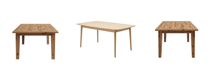Fototapeta premium Rectangular Wooden Dining Table - Modern Minimalist Furniture for Home Interiors, Kitchen Decor, or Meeting Rooms - Isolated Solid Wood Table with Four Legs PNG