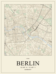Obraz premium Minimalist map poster of berlin germany