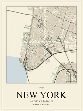 Minimalist map poster of new york united states