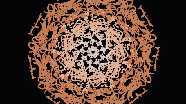 ​Abstract Copper Mandala VJ Loop - Organic Rose Gold Symmetrical Pattern on Black Background