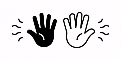 Fototapeta premium A graphic illustration of two hands waving in opposite directions with motion lines