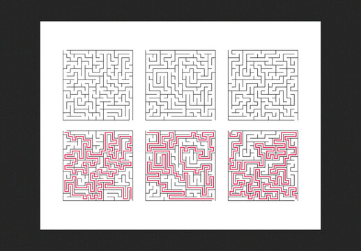 Maze with solution, educational labyrinth, puzzle with answers, fun for kids and adults