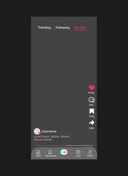 TikTok mockup template with mobile screen layout and TikTok logos on transparent background for short-form content presentation