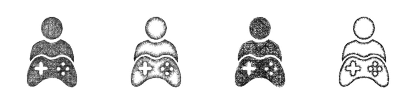 Sketch game developer icon design set