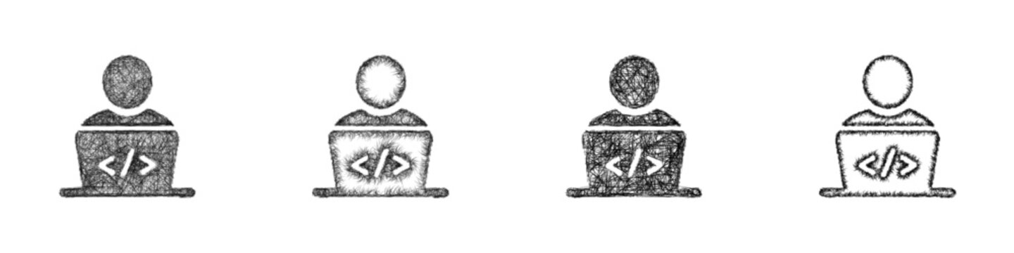 Sketch software developer icon design set