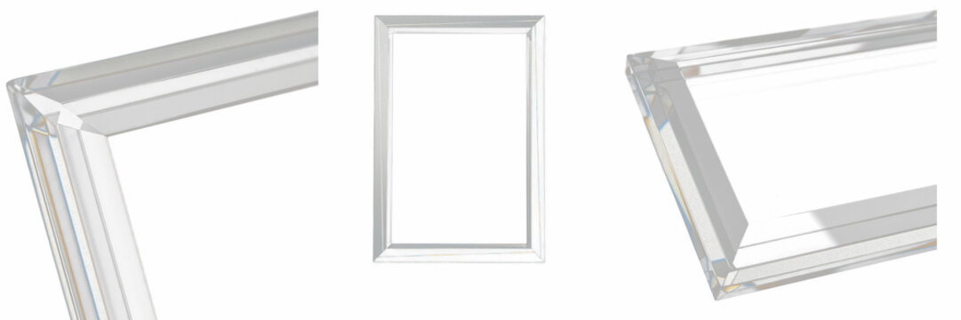 Beveled Edge Glass Frame Mockup - Cadre en verre &agrave; bord biseaut&eacute; - Abgeschr&auml;gter Glasrahmen - Marco de vidrio con borde biselado - Premium Refractive Light Effect Design Resource for Artists