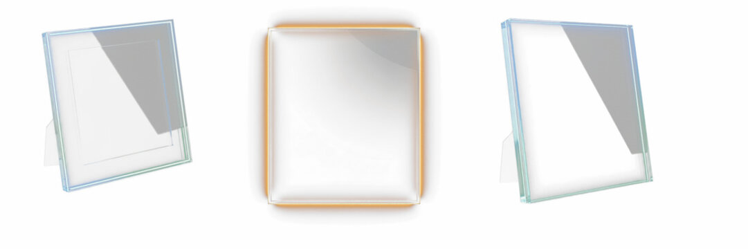 Glowing Edge Glass Frame Mockup - Cadre en verre &agrave; bord lumineux - Glasrahmen mit leuchtender Kante - Marco de vidrio con borde brillante - Futuristic Cyberpunk Light Border for Digital Media