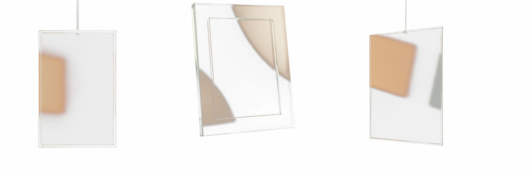 Soft Light Reflection Glass Frame Mockup - Cadre en verre &agrave; r&eacute;flexion douce - Glasrahmen mit sanfter Reflexion - Marco de vidrio con reflejo de luz suave - Subtle Elegant Professional Border