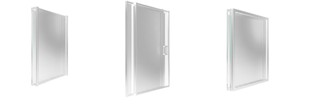 Sliding Glass Panel Frame Mockup - Cadre de panneau en verre coulissant - Schiebeglaspaneelrahmen - Marco de panel de vidrio deslizante - Modern Architectural Interior Partition Design Graphic