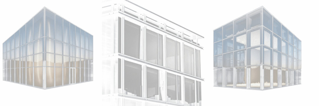 Building Facade Glass Frame Mockup - Cadre en verre de fa&ccedil;ade d'immeuble - Fassadenglasrahmen - Marco de vidrio de fachada de edificio - Modern Exterior Architectural Design Element Resource