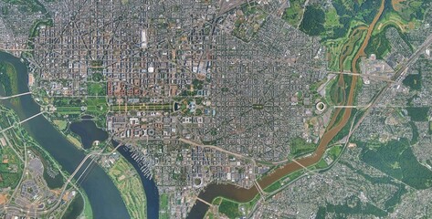 Fototapeta premium ashington DC Aerial Satellite View, USA