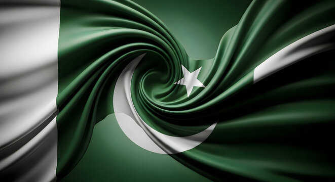Celebrating flag day a dramatic close up of a waving pakistani flag with patriotic pride