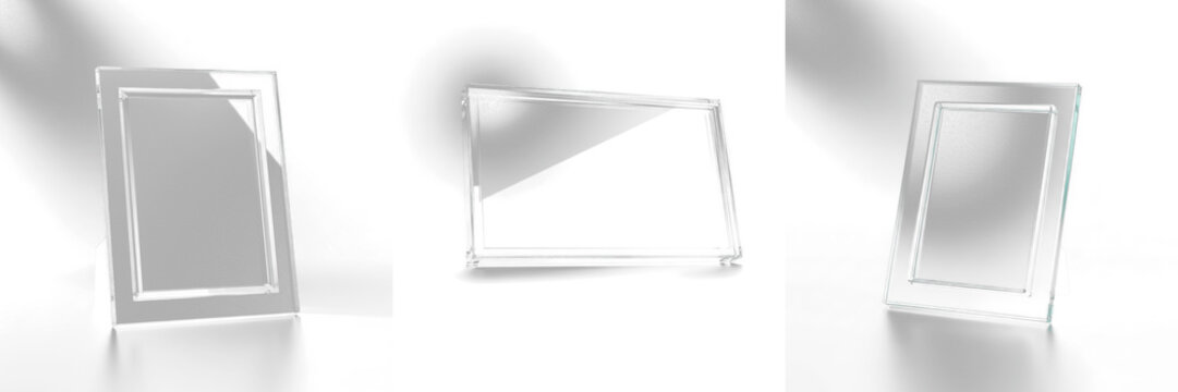 Dramatic Shadow Glass Frame Mockup - Cadre en verre avec ombre dramatique - Glasrahmen mit dramatischem Schatten - Marco de vidrio con sombra dram&aacute;tica - Artistic Light and Dark Contrast Design Asset