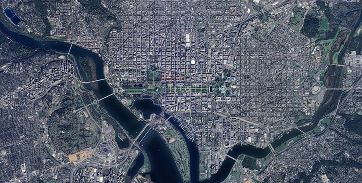 ashington DC Aerial Satellite View, USA