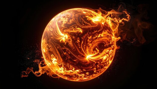 Fiery Sun with Solar Flares and Plasma Eruptions.